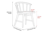 Lauryn dining chair dimensions: 22.6 in wide, 21.2 in deep, 29.9 in high, seat height 18 in, seat depth 16 in