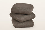 Lavagna ottoman in Brown with the top two pillows turned at an angle: they swivel