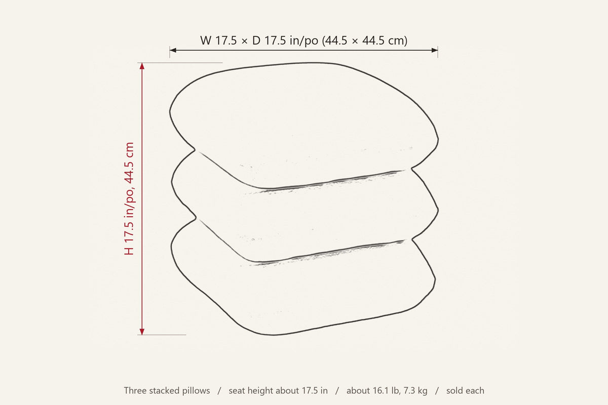 Lavagna dimensions: 17.5 in wide, 17.5 in deep and 17.5 in high