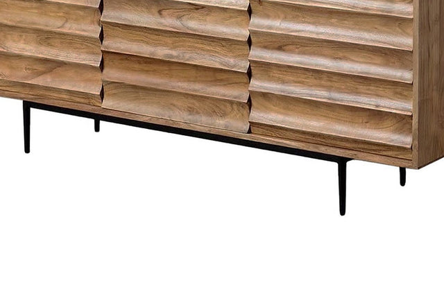 Leander Honey Acacia Sideboard with Iron Legs - Slim Black Iron Legs