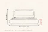 Lerici bed dimensions: 83.1 in wide, 38.2 in high, rails 12.5 in high, 86.5 in long