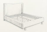 Pencil sketch of the Lerma platform bed, three-quarter view from above