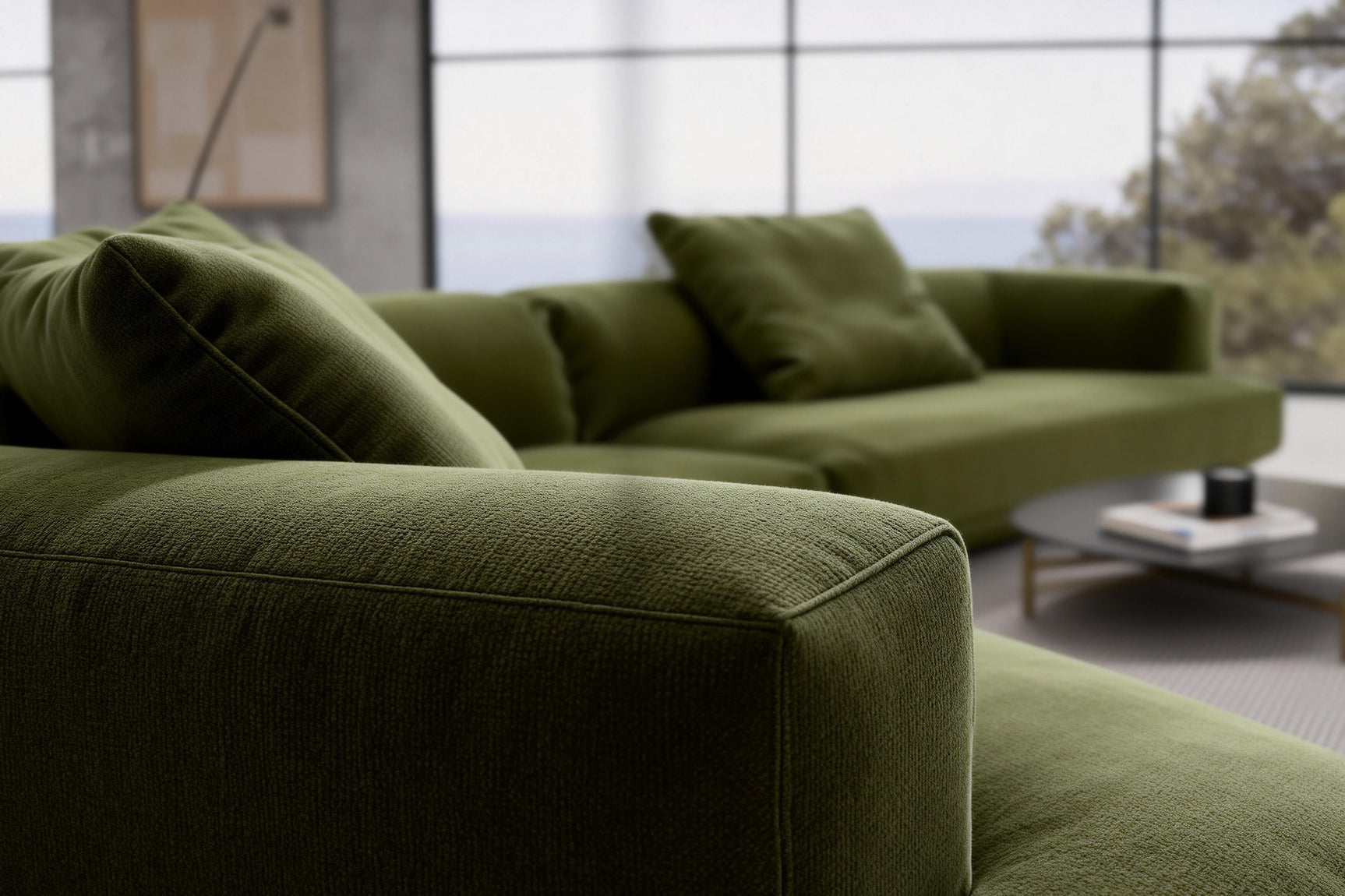 Levi Velvet Fabric Chaise Sectional Sofa