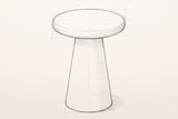Pencil sketch of the Levico side table, three-quarter view from above