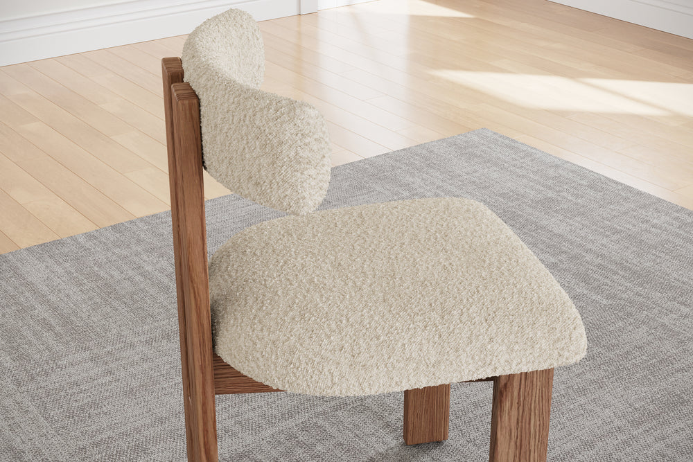 Valencia Carlo Boucle Fabric Dining Chair, Beige