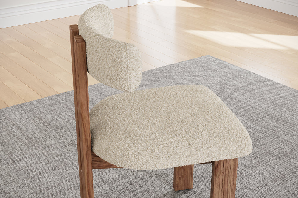 Carlo Boucle Fabric Dining Chair, Beige