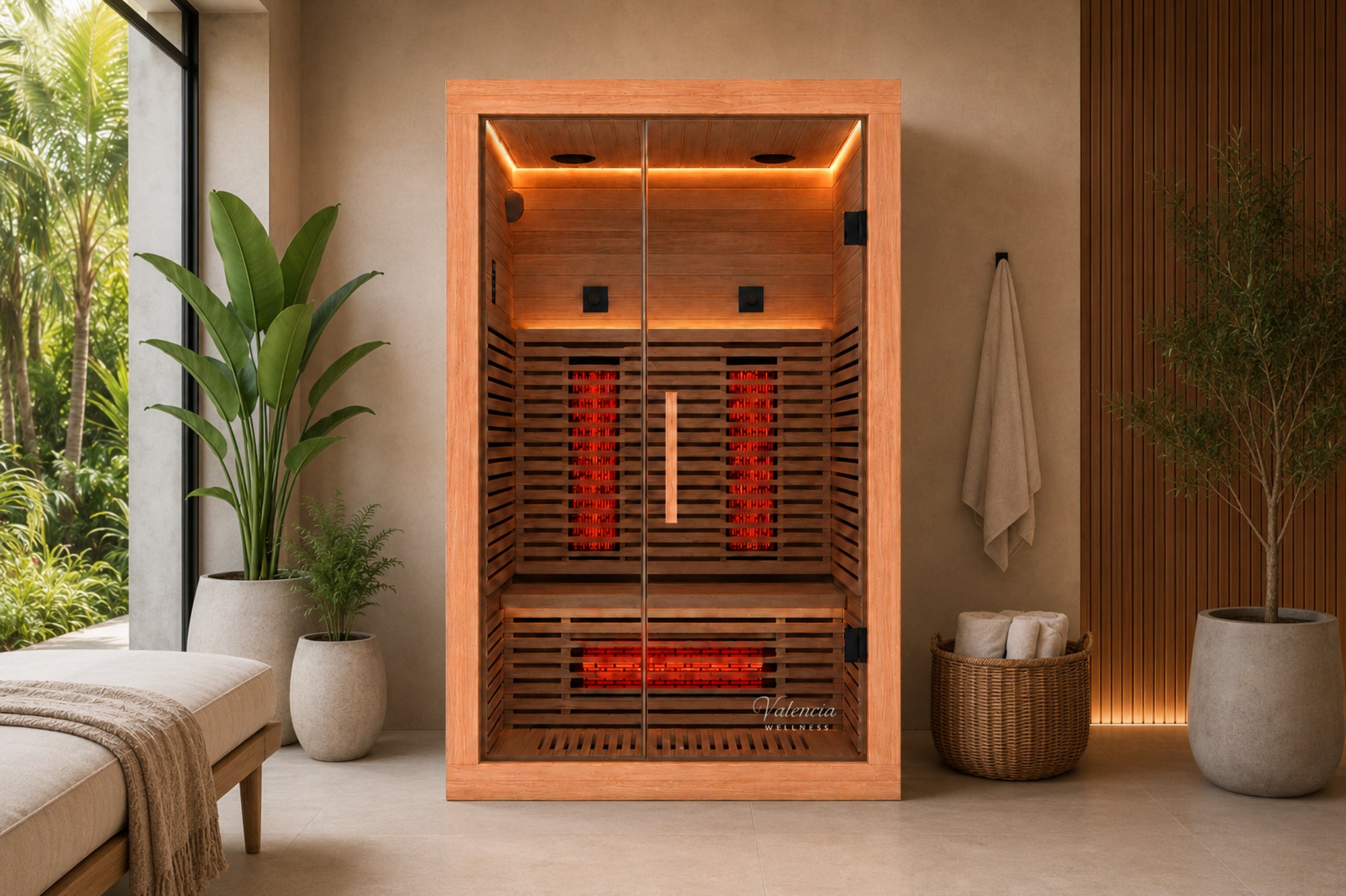 Valencia red cedar sauna paired with cold plunge for a complete home wellness ritual