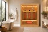 Valencia Aura 3-person natural wood sauna in a high-end residential interior