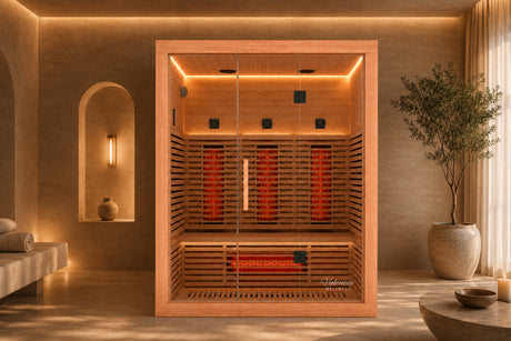 Valencia Aura™ 3-Person Full Spectrum Low-EMF Infrared Sauna | Unvarnished Canadian Red Cedar