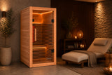 Valencia Aura™ 1-Person Full Spectrum Low-EMF Infrared Sauna | Unvarnished Canadian Red Cedar