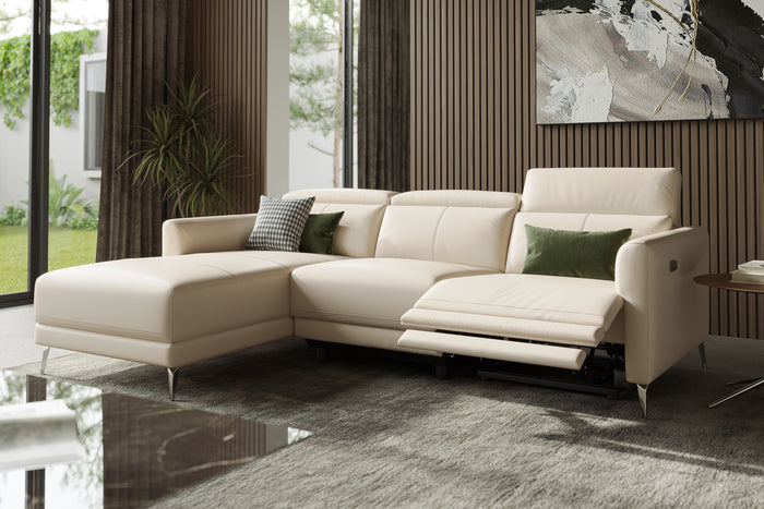 Valencia Andria Modern Left Hand Facing Top Grain Leather Reclining Se