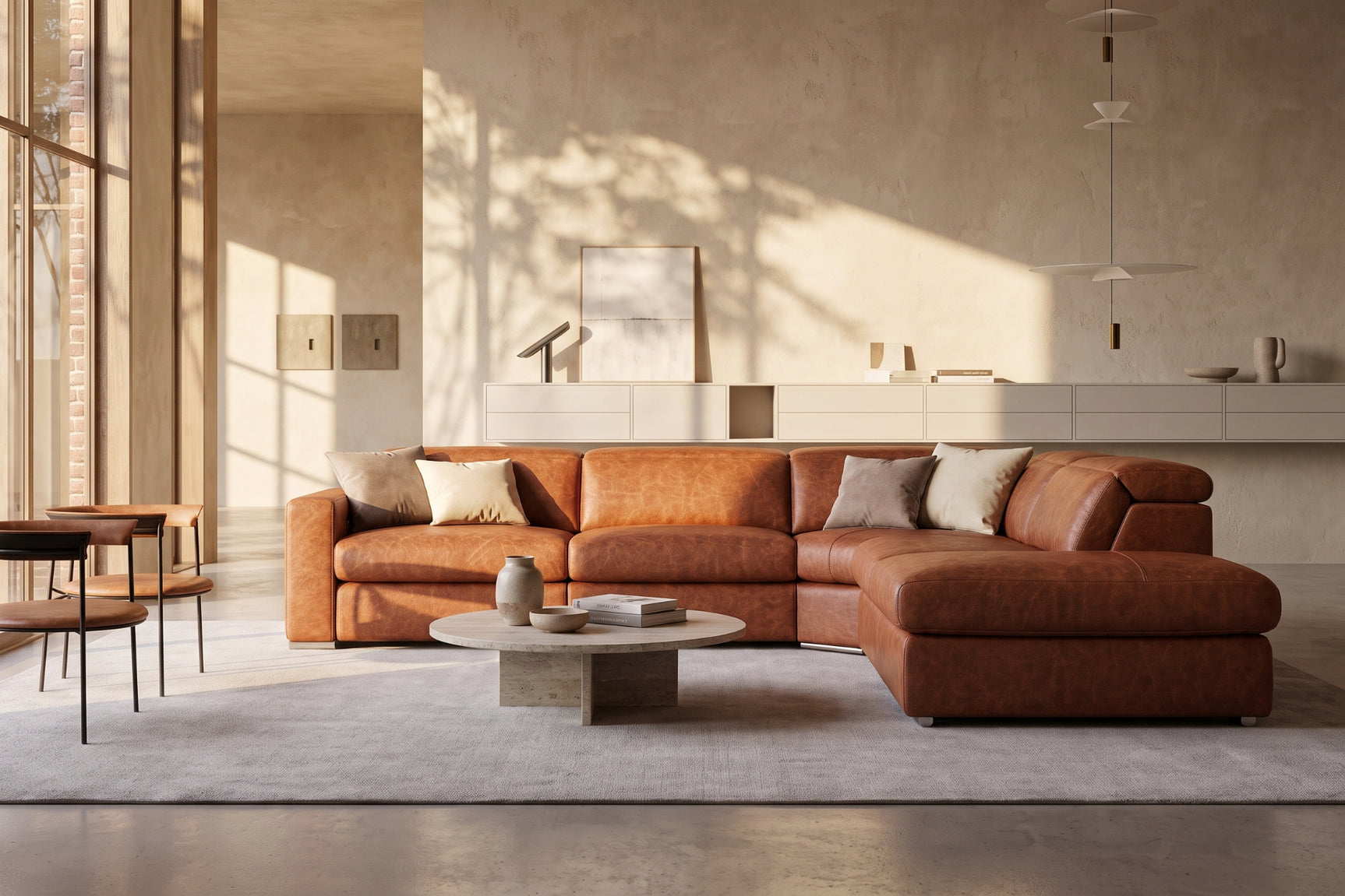 Clara Distressed Leather Recliner Sectional Sofa