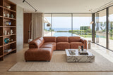 Octavia Distressed Italian Aniline Leather Reclining Corner Sectional Sofa