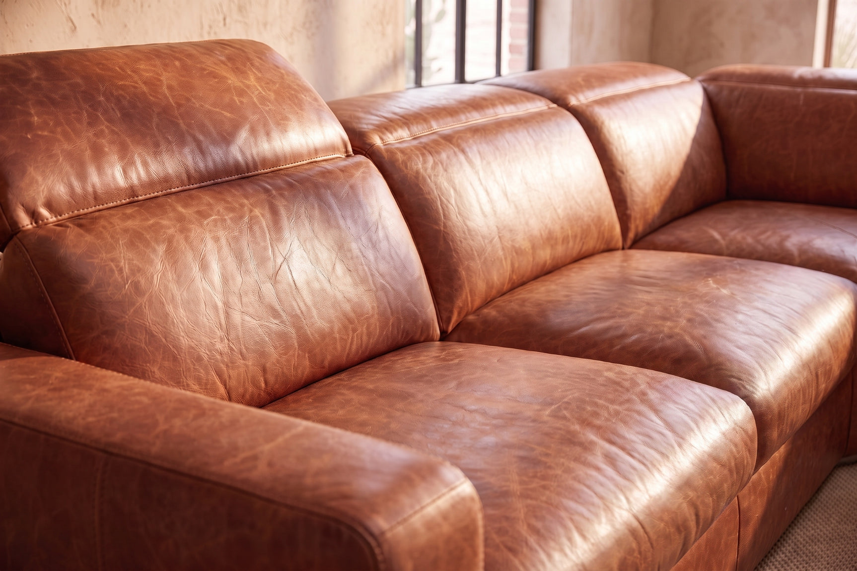 Clara Distressed Leather Recliner Sectional Sofa