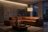 Octavia Distressed Italian Aniline Leather Reclining Corner Sectional Sofa