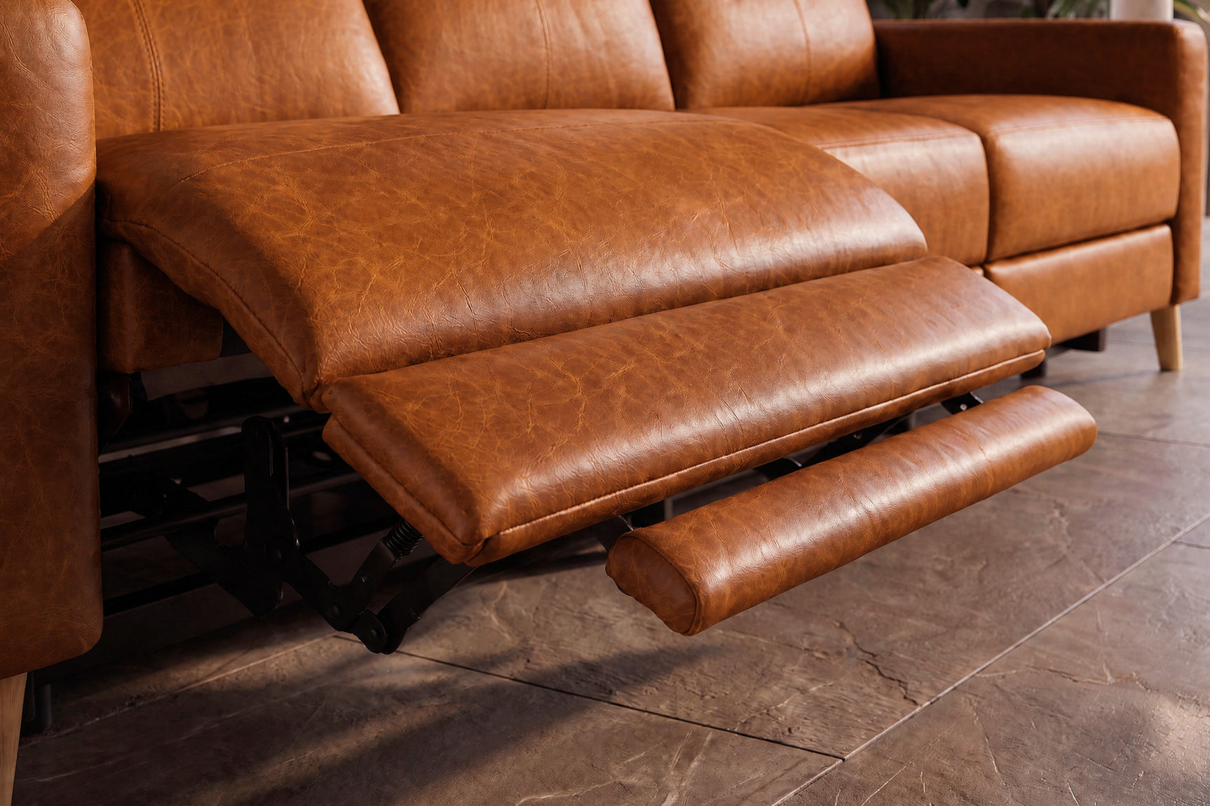 Elodie Distressed Italian Aniline Leather Dual Recliner Sofa
