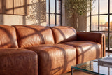Octavia Distressed Italian Aniline Leather Reclining Corner Sectional Sofa
