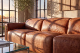 Octavia Distressed Italian Aniline Leather Reclining Corner Sectional Sofa