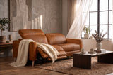 Elodie Distressed Italian Aniline Leather Dual Recliner Sofa