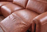 Octavia Distressed Italian Aniline Leather Reclining Corner Sectional Sofa