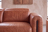 Octavia Distressed Italian Aniline Leather Reclining Corner Sectional Sofa