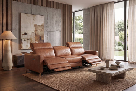 Elodie Distressed Italian Aniline Leather Dual Recliner Sofa