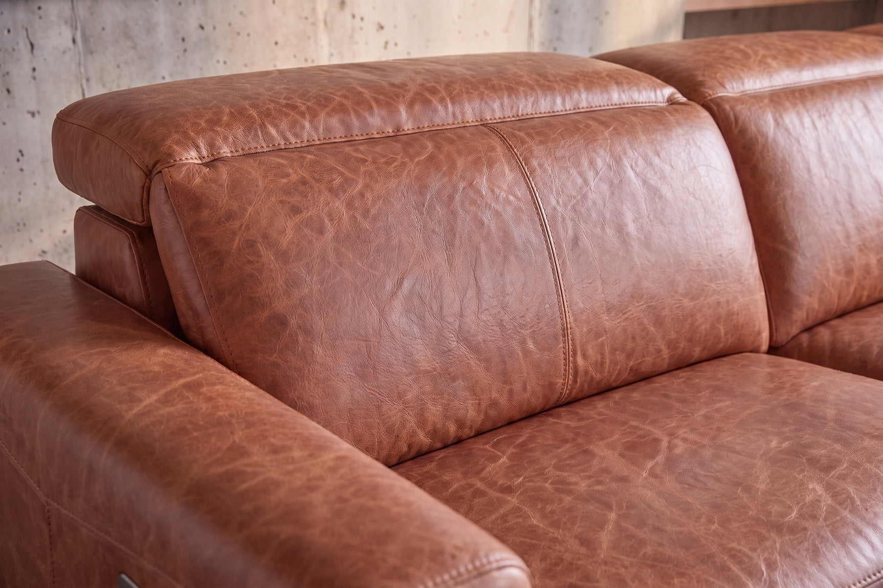 Elodie Distressed Italian Aniline Leather Dual Recliner Sofa