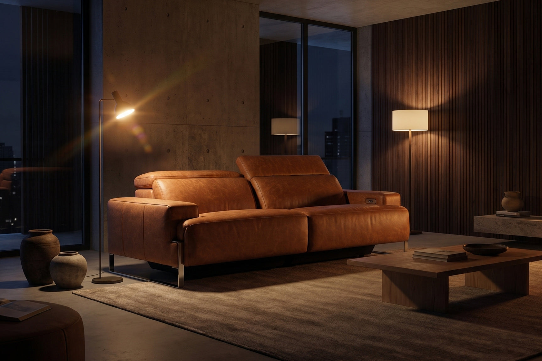 Melania Distressed Leather Recliner Sofa