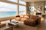 Emery Distressed Italian Aniline Leather Recliner Sectional Sofa