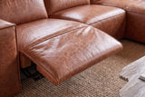 Emery Distressed Italian Aniline Leather Recliner Sectional Sofa