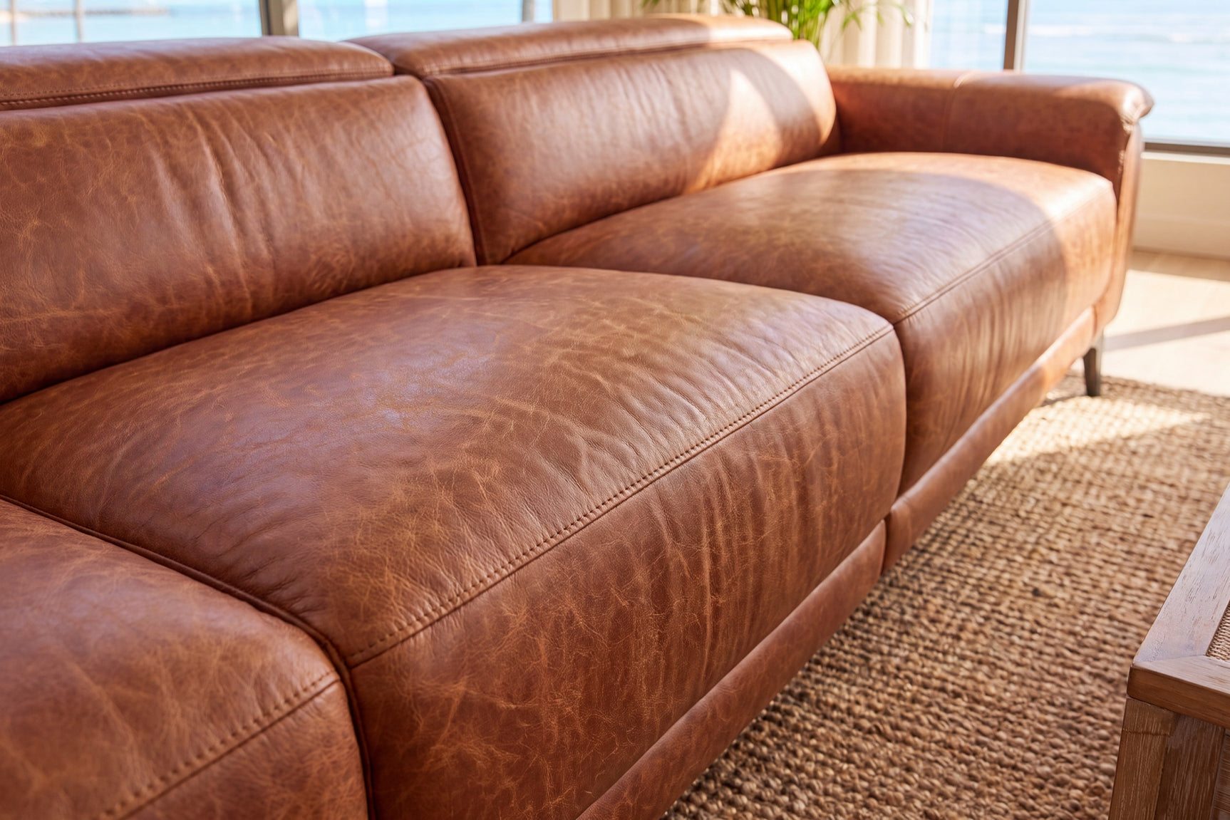 Valencia Pista Distressed Leather Reclining Sofa
