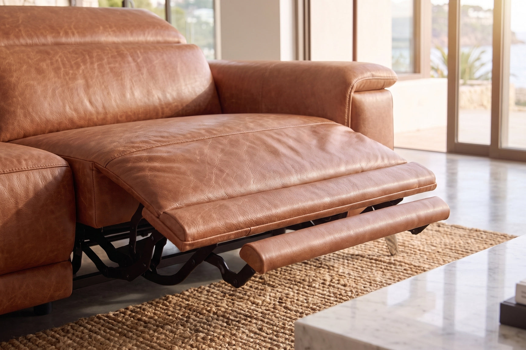 Valencia Pista Distressed Leather Reclining Sofa