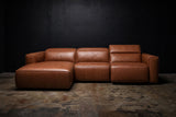 Emery Distressed Italian Aniline Leather Recliner Sectional Sofa