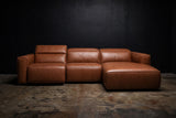 Emery Distressed Italian Aniline Leather Recliner Sectional Sofa