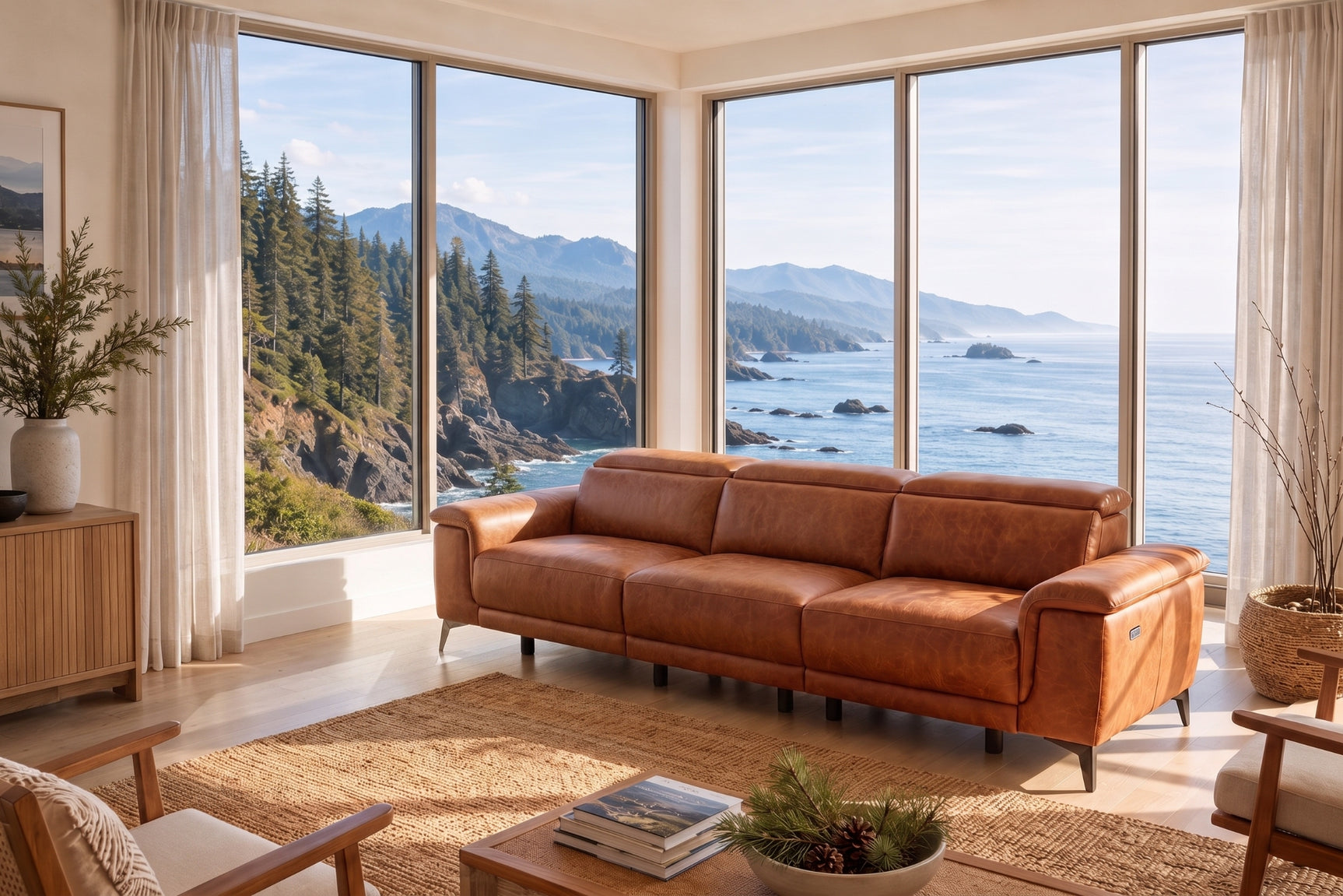 Valencia Pista Distressed Leather Reclining Sofa