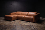 Emery Distressed Italian Aniline Leather Recliner Sectional Sofa