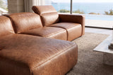 Emery Distressed Italian Aniline Leather Recliner Sectional Sofa