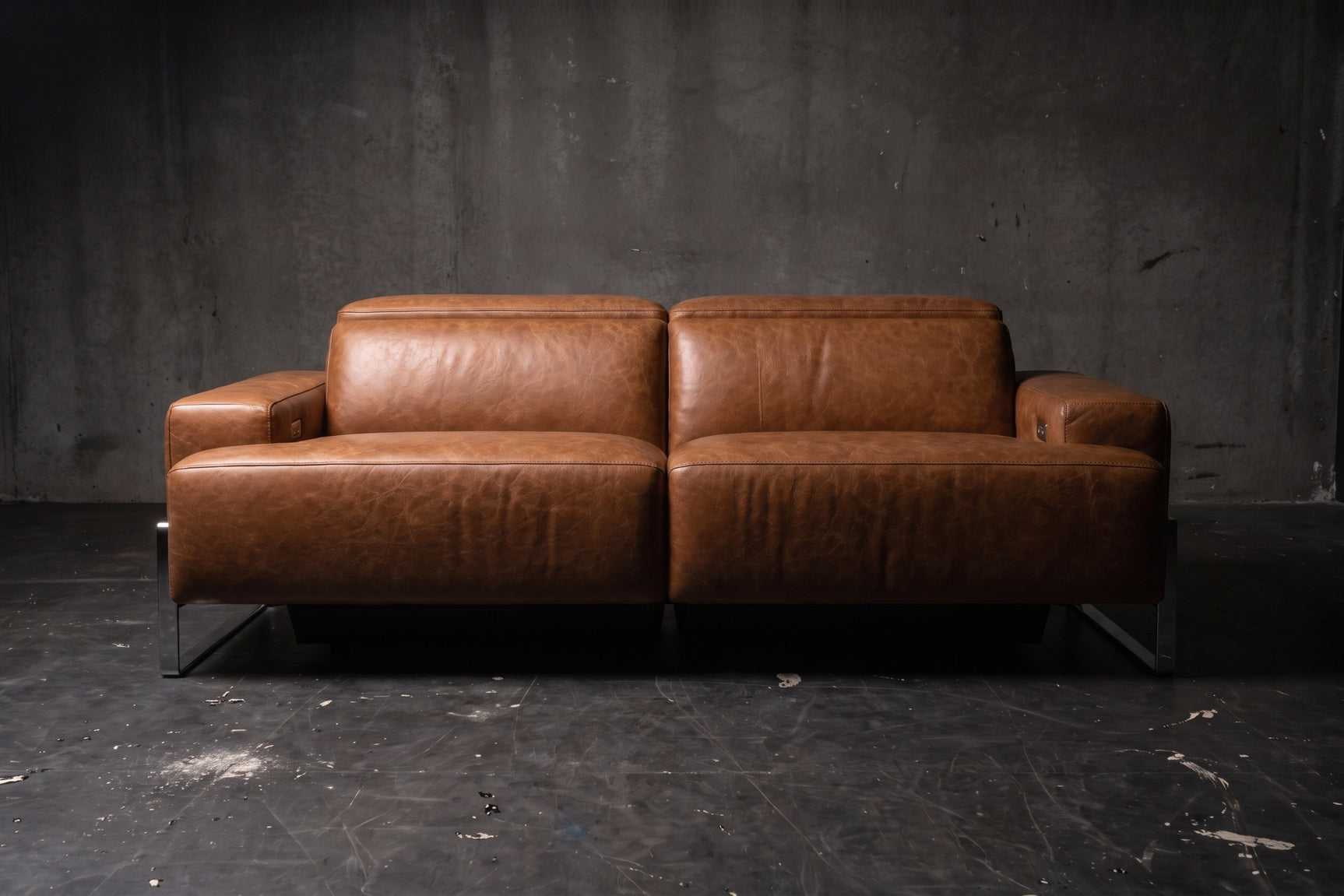 Melania Distressed Leather Recliner Sofa