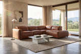 Octavia Distressed Italian Aniline Leather Reclining Corner Sectional Sofa