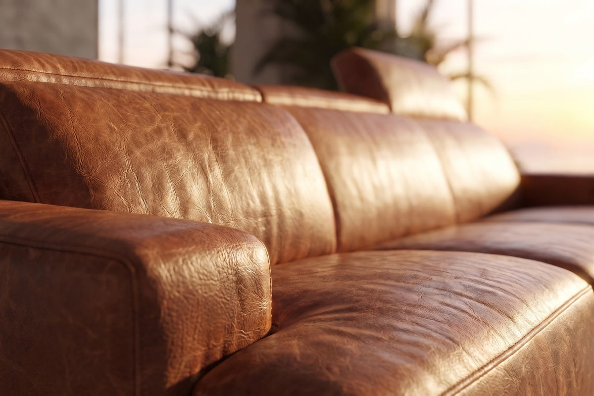 Melania Distressed Leather Recliner Sofa