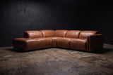 Octavia Distressed Italian Aniline Leather Reclining Corner Sectional Sofa