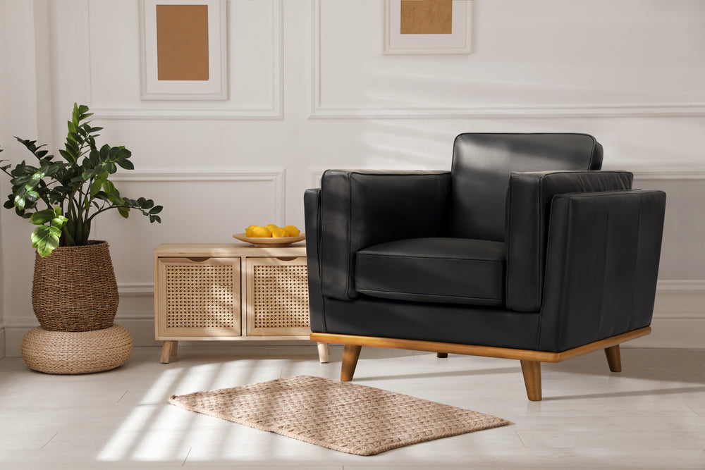 Valencia Artisan Leather Accent Chair, Black