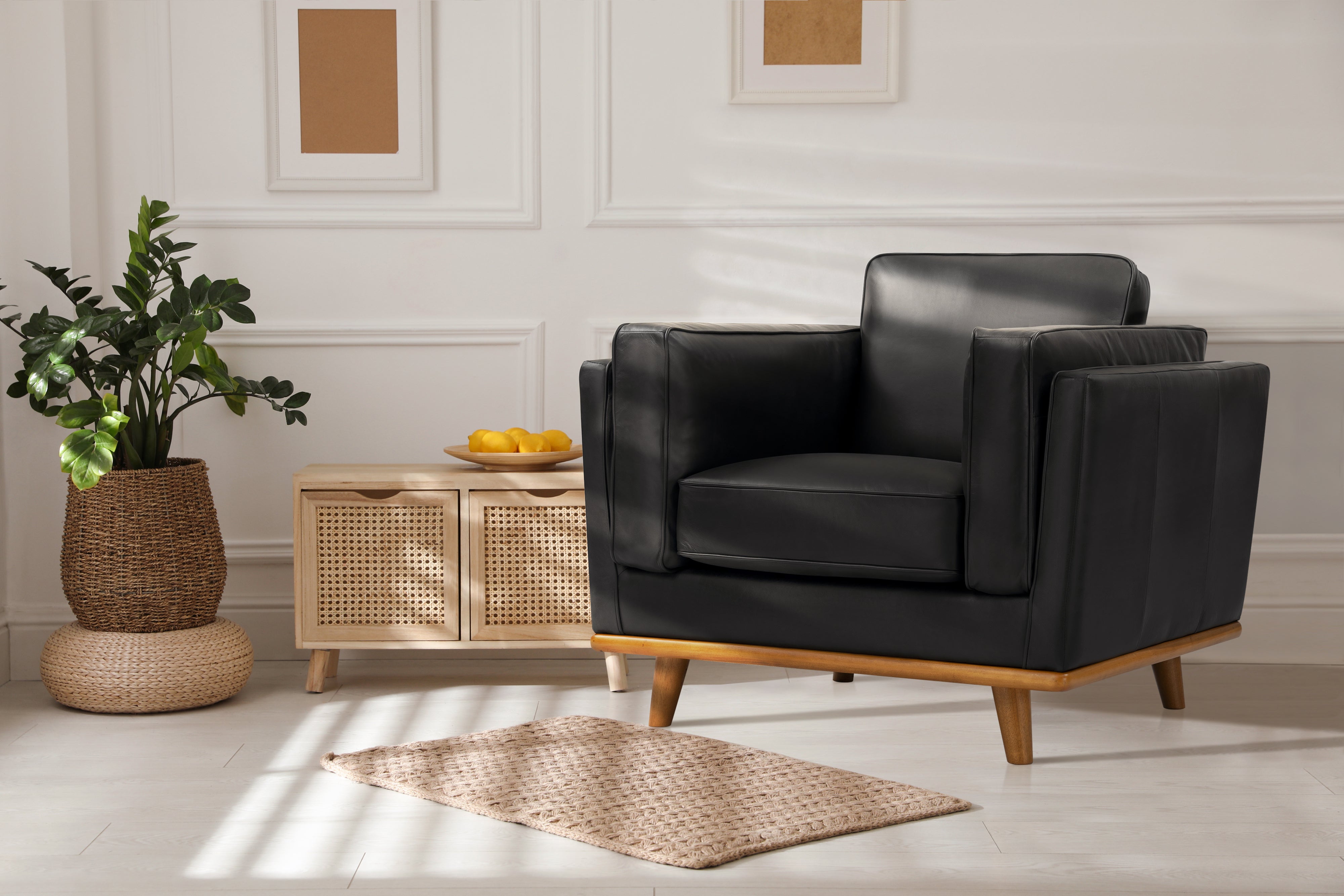 Valencia Artisan Leather Accent Chair, Black