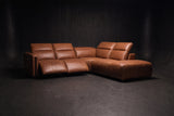 Octavia Distressed Italian Aniline Leather Reclining Corner Sectional Sofa