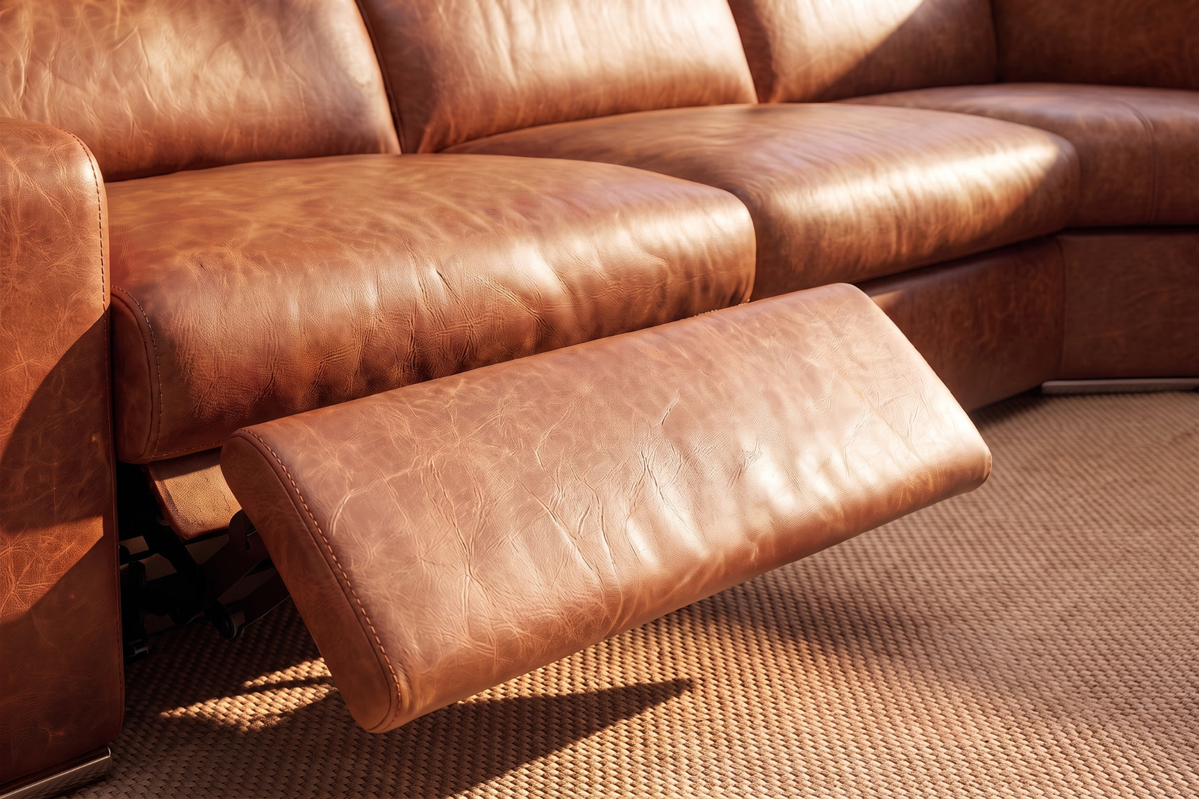 Clara Distressed Leather Recliner Sectional Sofa