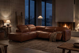 Octavia Distressed Italian Aniline Leather Reclining Corner Sectional Sofa