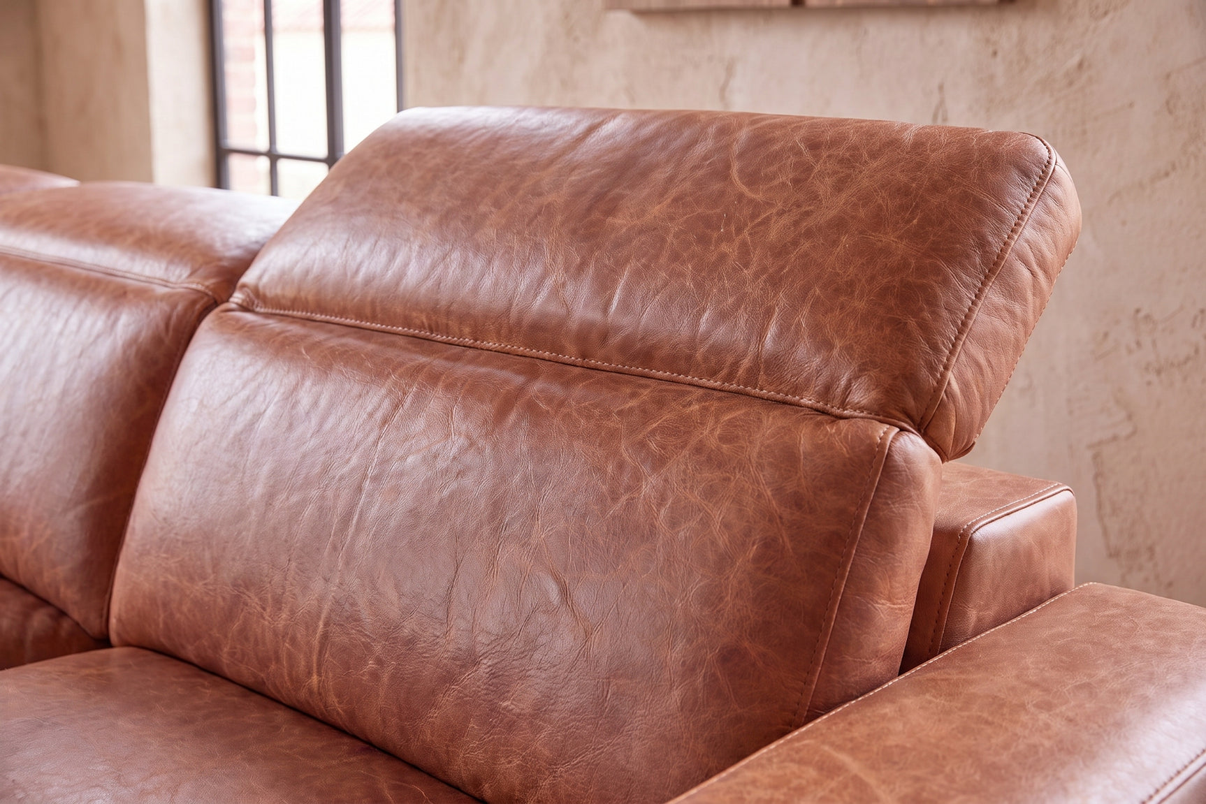 Clara Distressed Leather Recliner Sectional Sofa