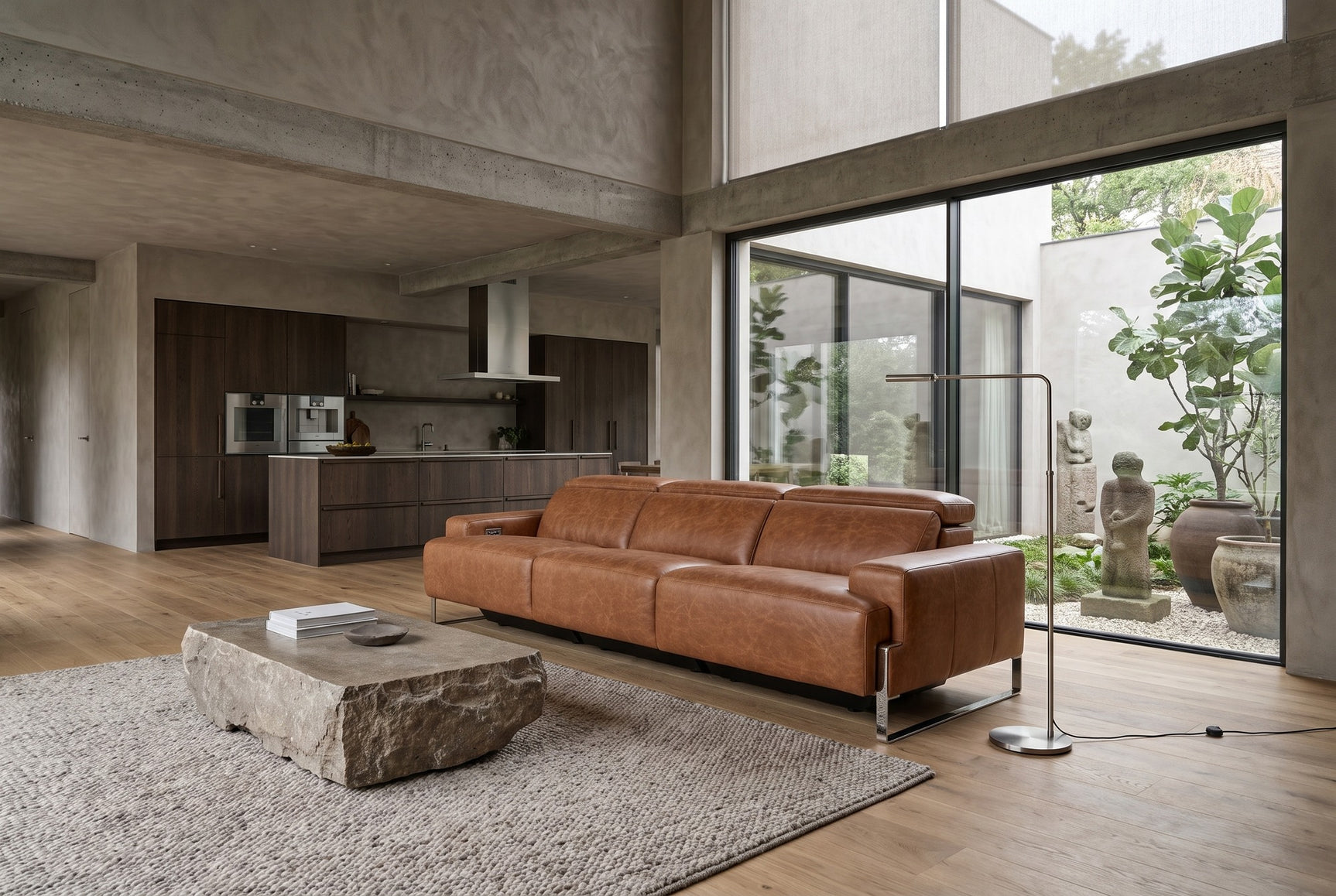 Melania Distressed Leather Recliner Sofa