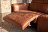 Octavia Distressed Italian Aniline Leather Reclining Corner Sectional Sofa