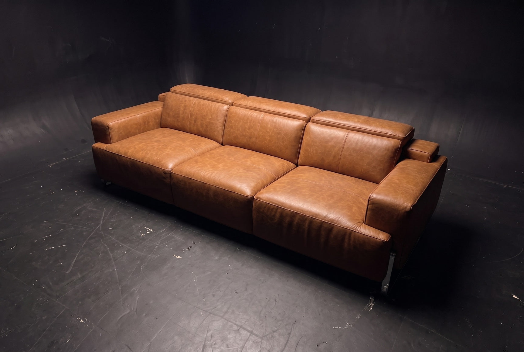Melania Distressed Leather Recliner Sofa